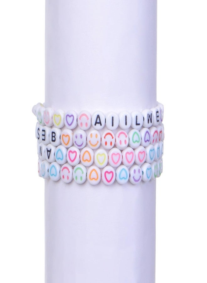 Ambitieux DIY Bracelet-Making Kit with 1100+ Clay Beads, 26 Alphabet Beads (Black & White), Smiley & Heart Emojis, Charms & Accessories - Complete Friend Ship Bracelet Jewelry Crafting Set - Image 4
